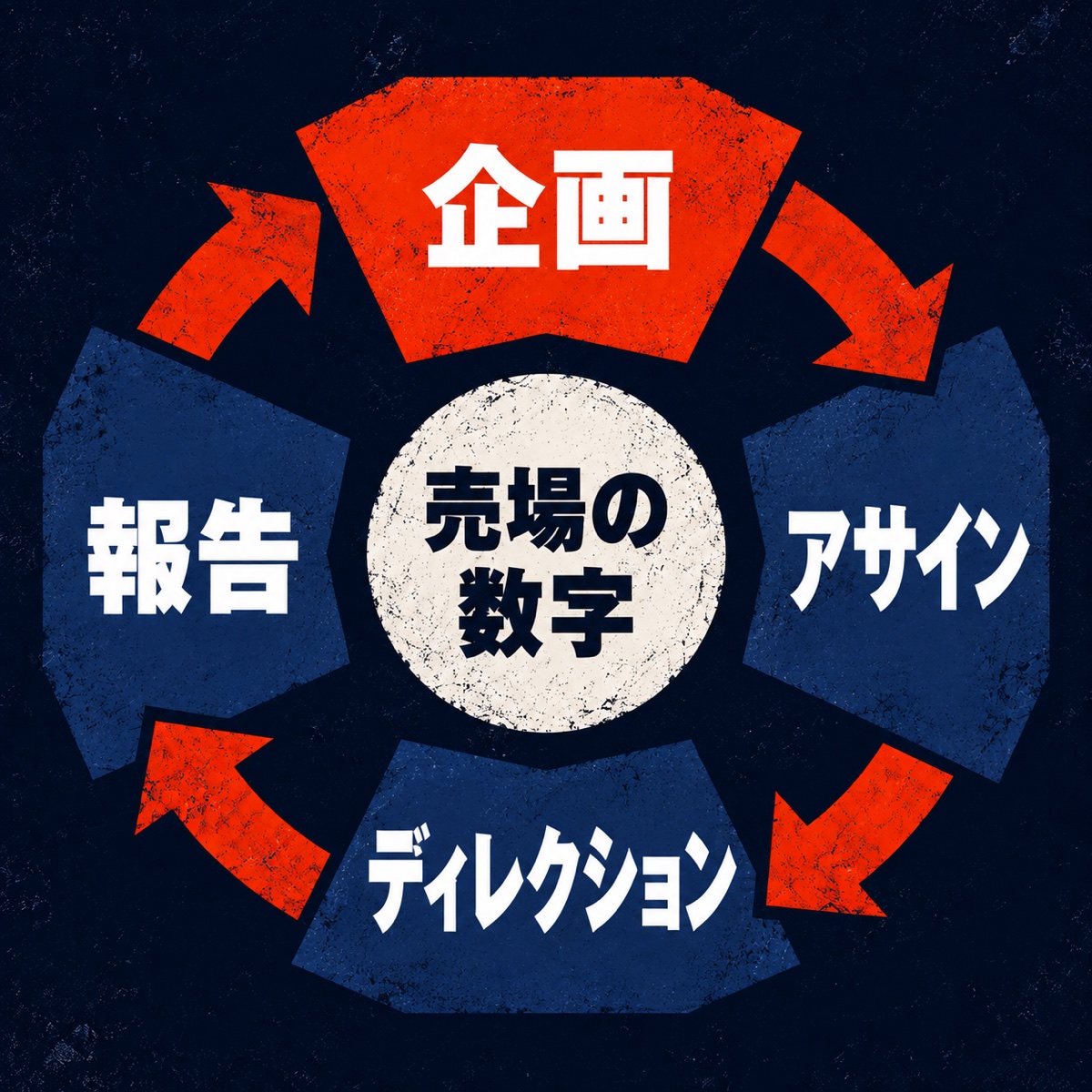 企画・アサイン・ディレクション・報告が循環する4工程の図